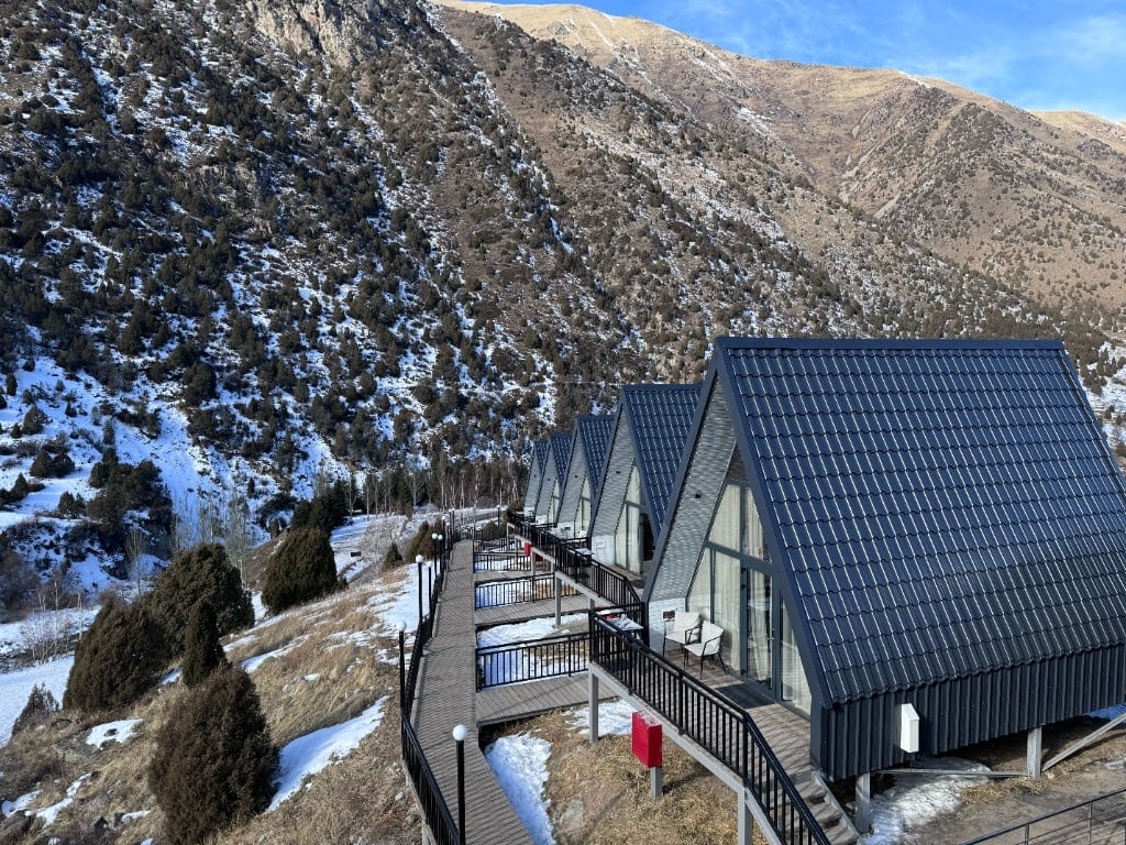 Row of A‑Frame cabins